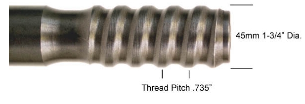 Ext Rod - T45 Male 4' All Thread